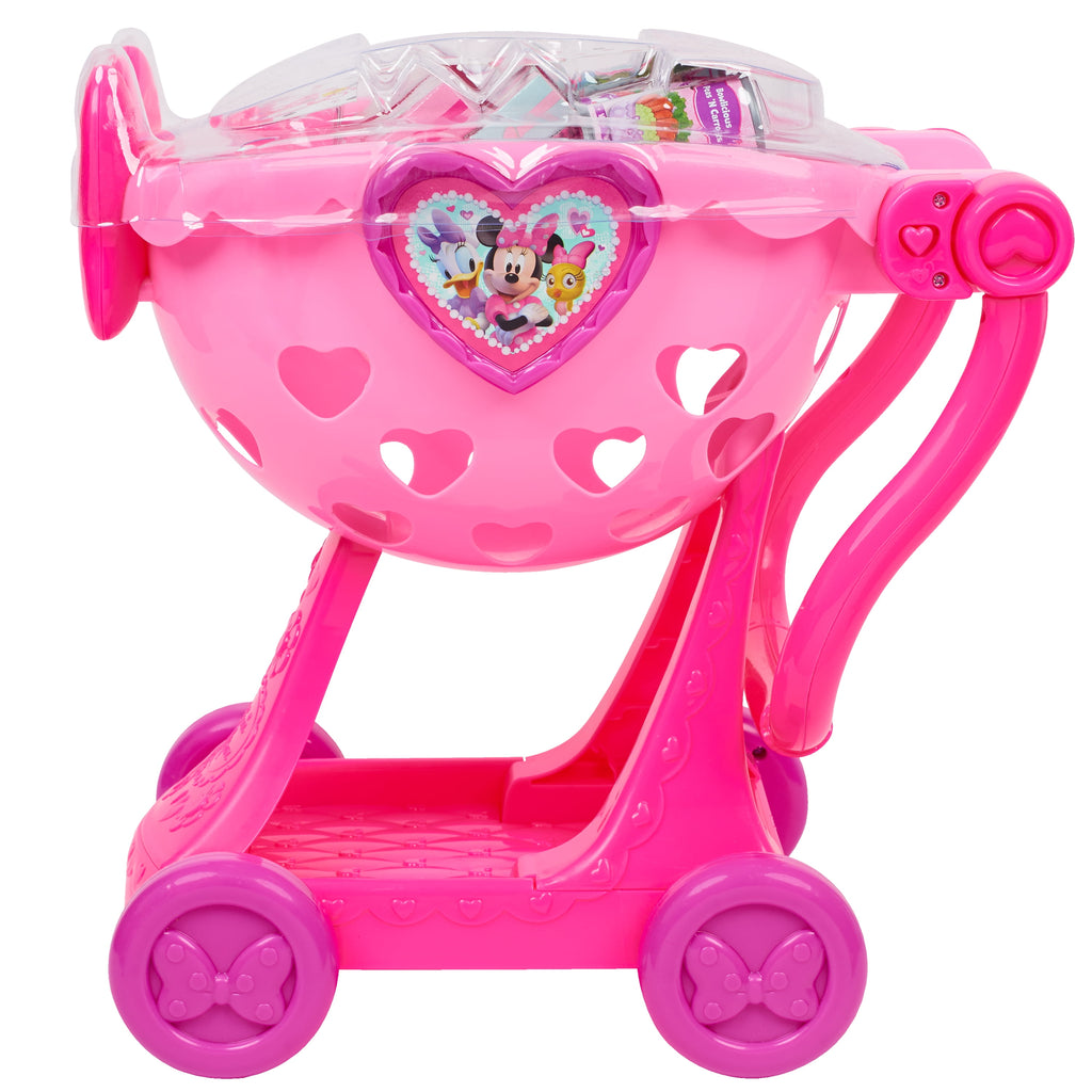 Disney Junior Minnie Mouse Bowtique Shopping Cart, 9-piece Plastic Grocery Set , Ages 3 and up