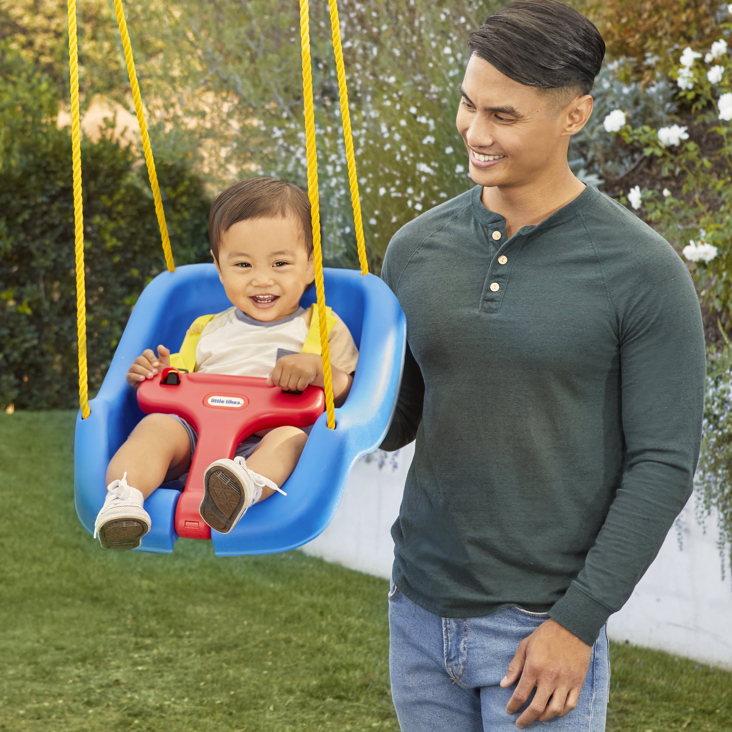 Little Tikes 2-in-1 Snug and Secure Swing, High Back Swing, Blue