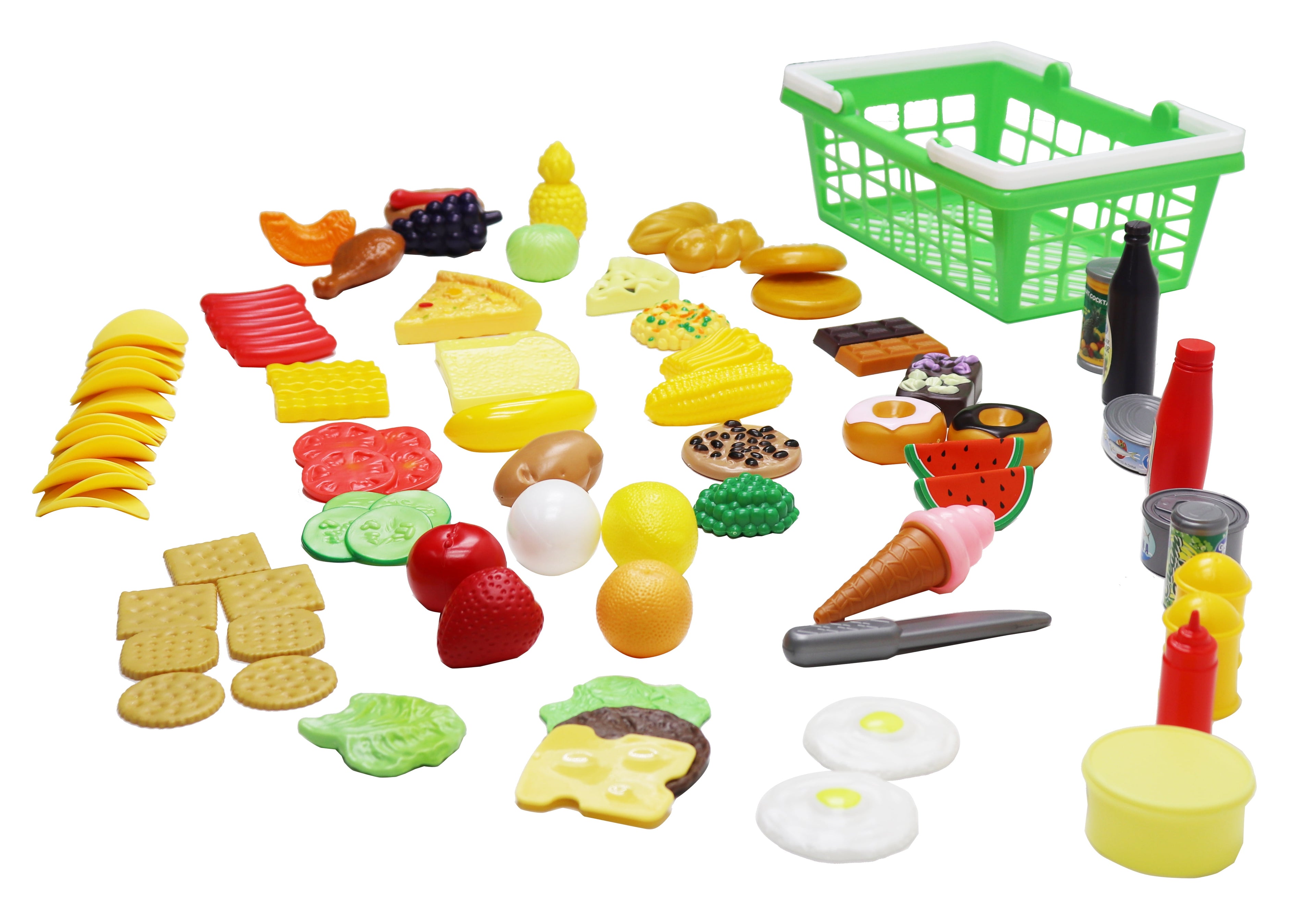Kid Connection Play Food Basket, 100 Pieces, Toddler Toys