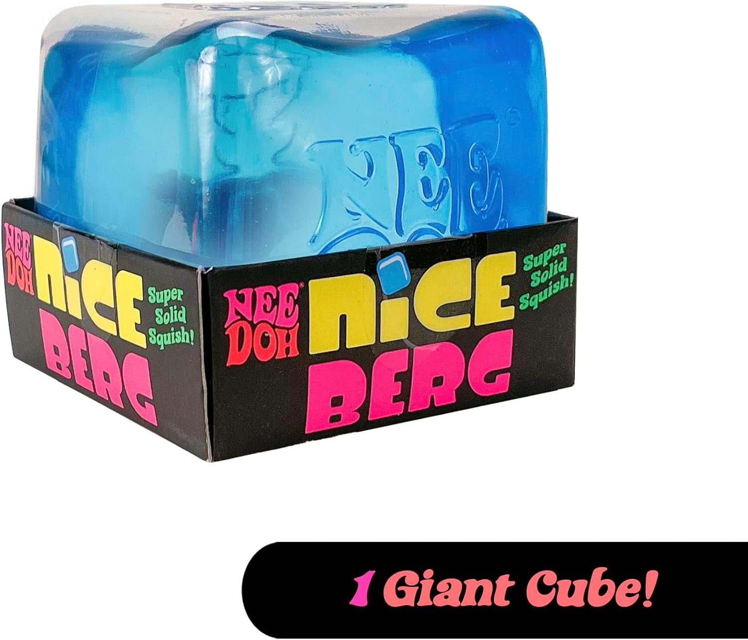 Nee Doh Nice Berg, Satisfying Square Shaped Sensory Toy, Blue, Children Ages 3 and Up