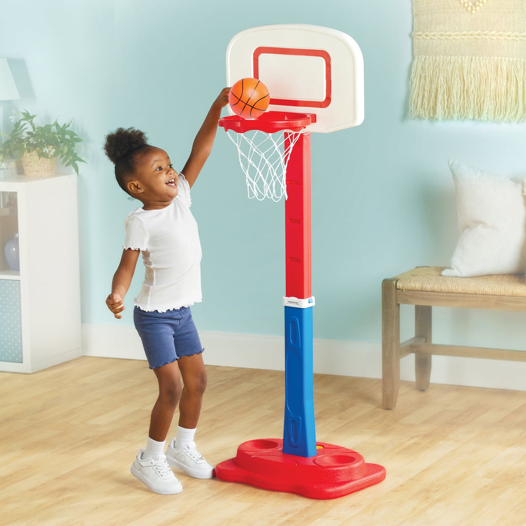 Play Day Adjustable Basketball Goal with Built-In Ball Storage and Easy Assembly