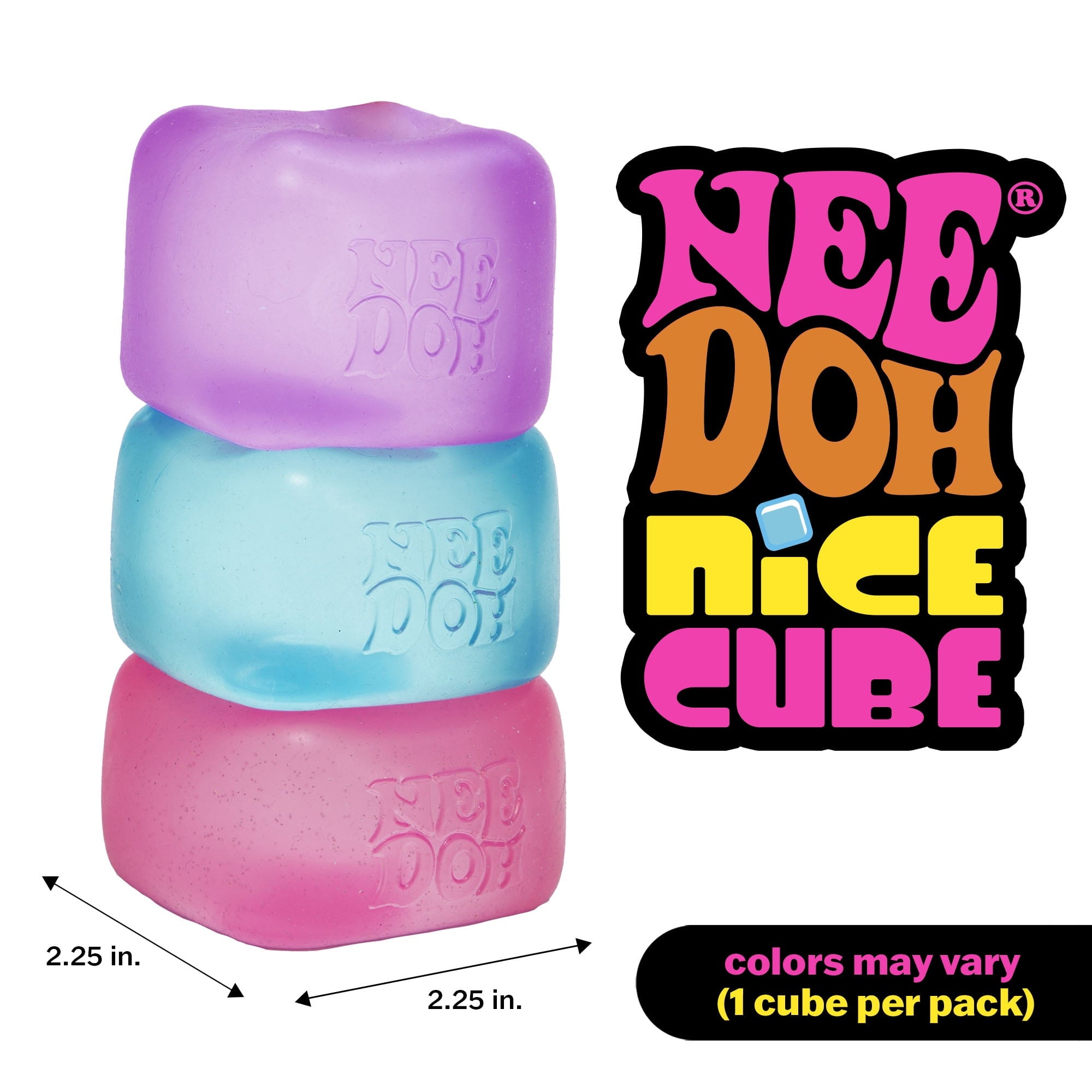 NeeDoh Nice Cube, Satisfying Square Shaped Sensory Toy, Colors May Vary, Children Ages 3+