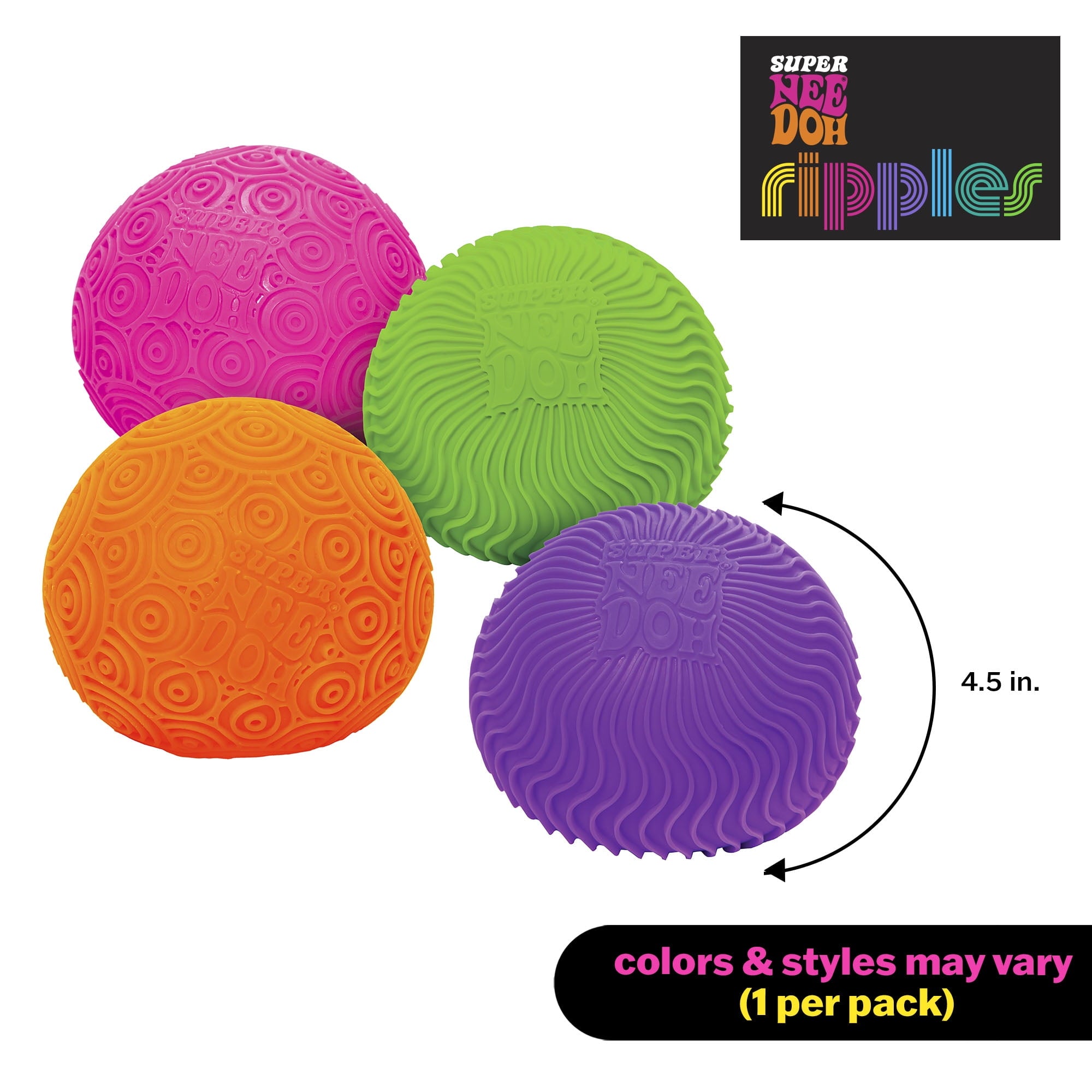 NeeDoh, Super Ripples Fidget Ball - Rubber, Novelty Toy, Multiple Colors, Children Ages 3+