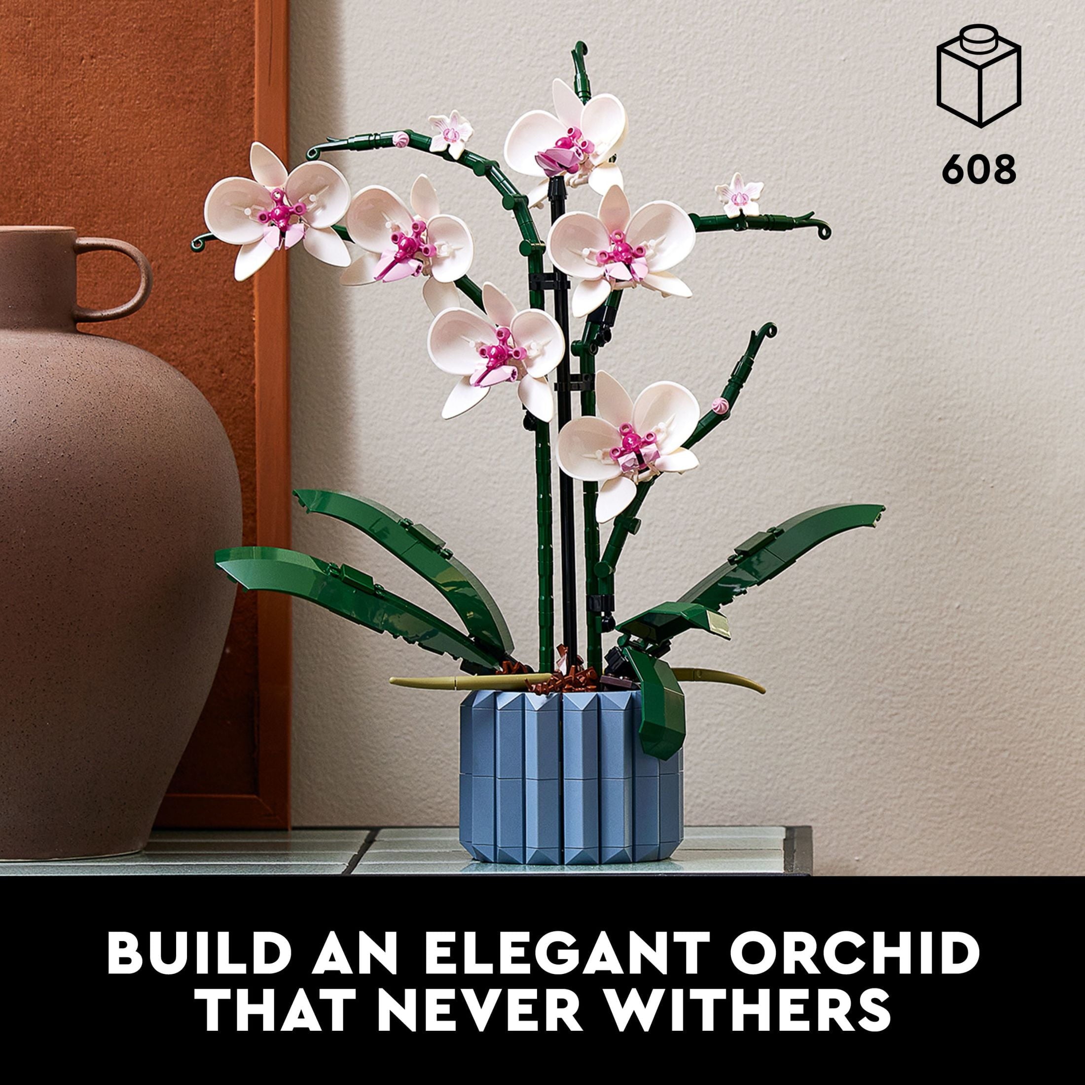 LEGO Botanicals Orchid - Artificial, Fake Indoor Flowers Building Set for Home, Kitchen, Desk Decoration, Adults Ages 18+ - Unique Birthday Gift Idea - 10311