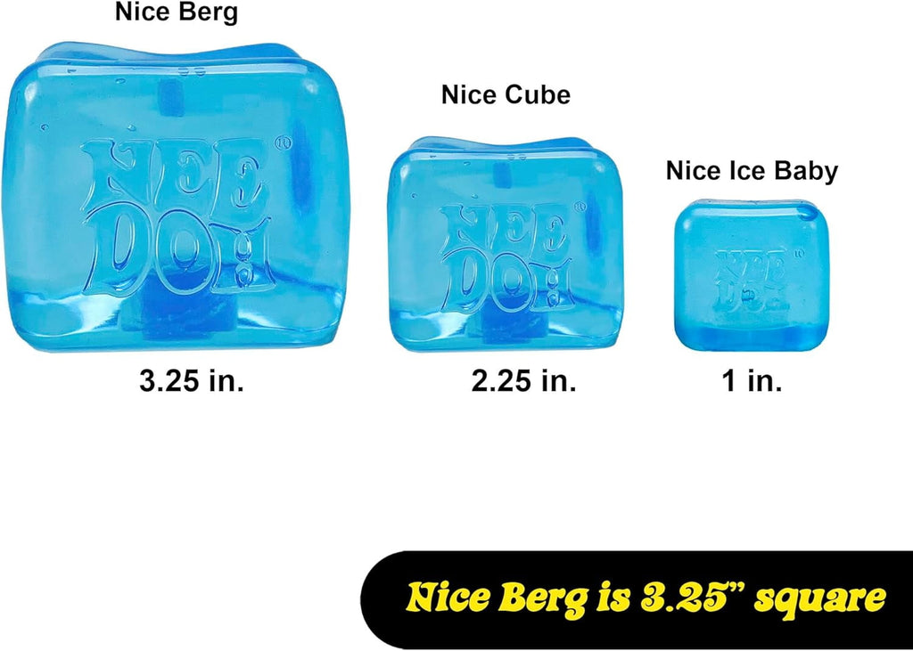 Nee Doh Nice Berg, Satisfying Square Shaped Sensory Toy, Blue, Children Ages 3 and Up
