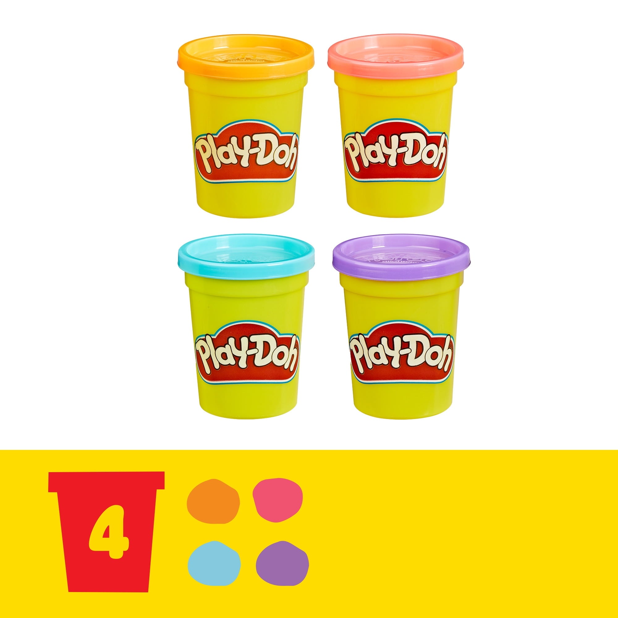 Play-Doh 4-Pack of Sweet Colors Modeling Compound, Blue, Pink, Orange, & Purple, Classroom Supplies, Preschool Crafts