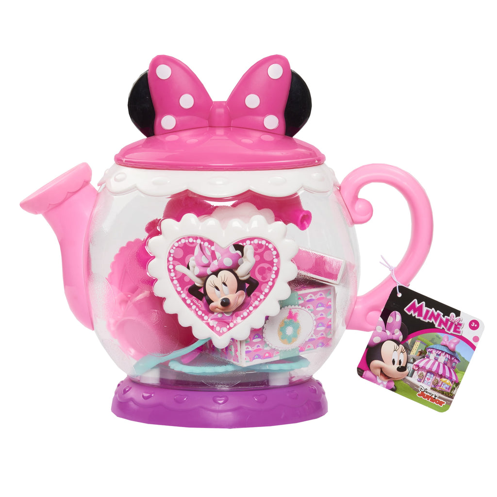 Disney Junior Minnie Mouse Terrific Teapot, Preschool Play Tea Set, 14 Pieces, Toddler Toys