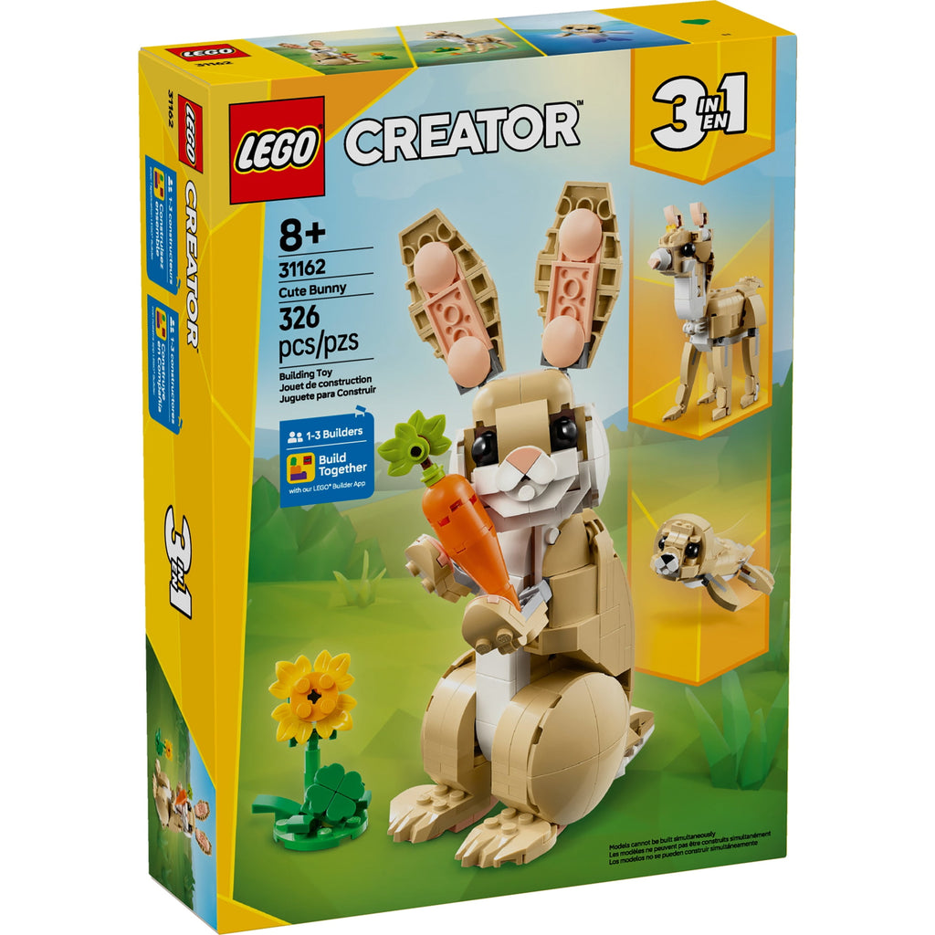LEGO Creator 3in1 Cute Bunny Toy - Building Toys Set W/ 3 Build Options, Bunny, Seal, or Llama - Animal Figures for Kids, Girls & Boys, Ages 8+ - Gift Ideas for Birthdays - 31162