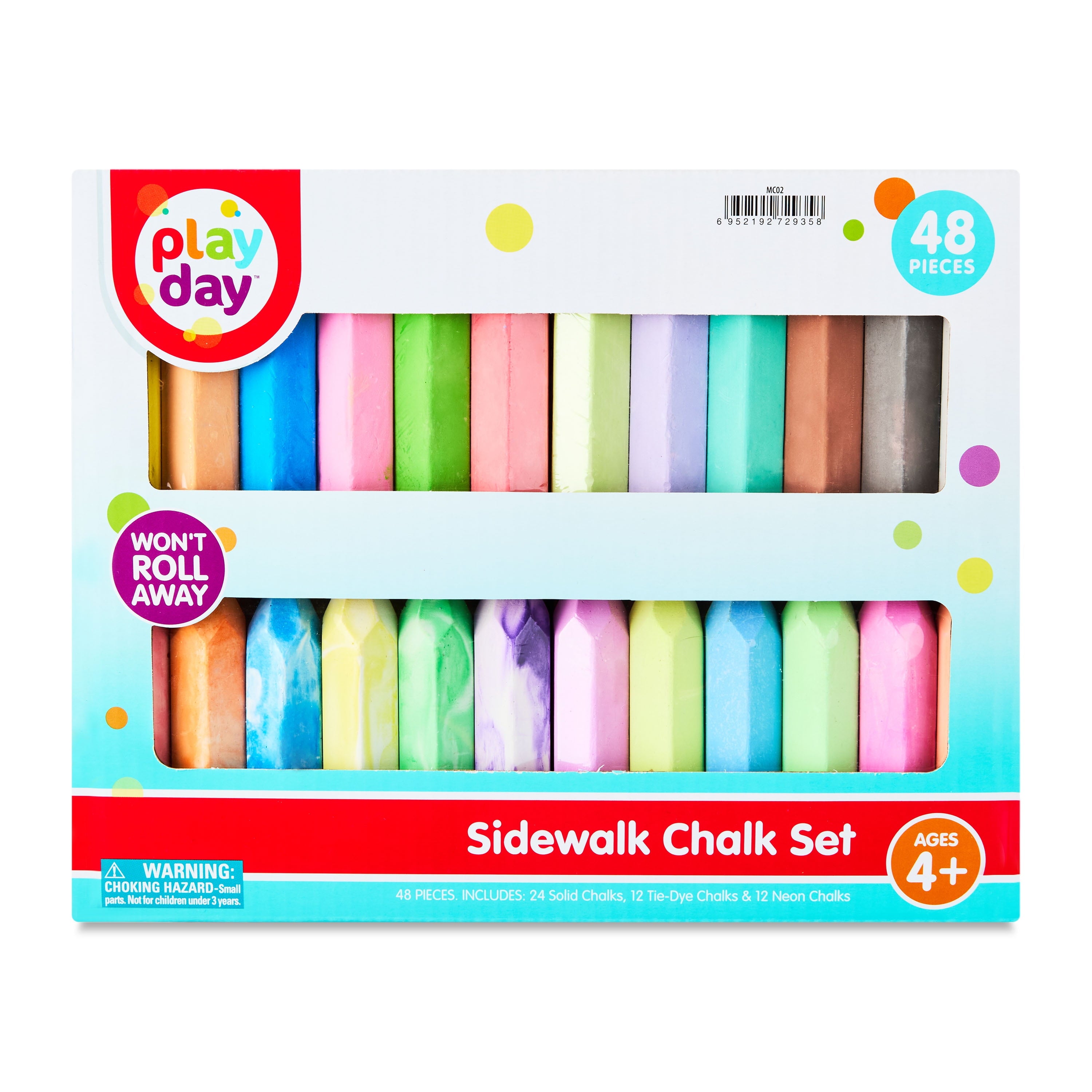 Play Day 48 Count Multicolor Sidewalk Chalk Set