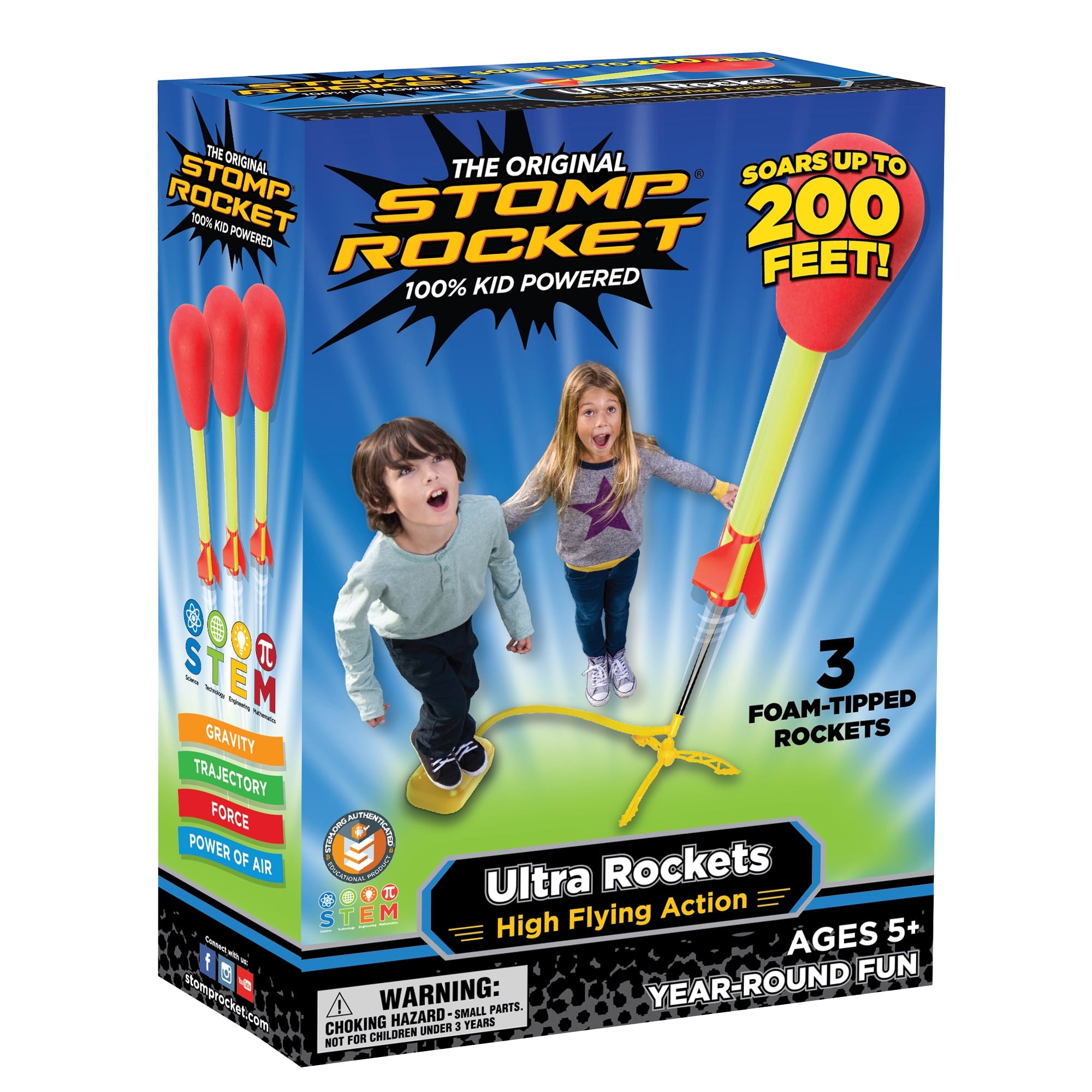 Stomp Rocket® Original Ultra Rocket Launcher for Kids, Soars 200', Adjustable Launcher, Kids Ages 5+