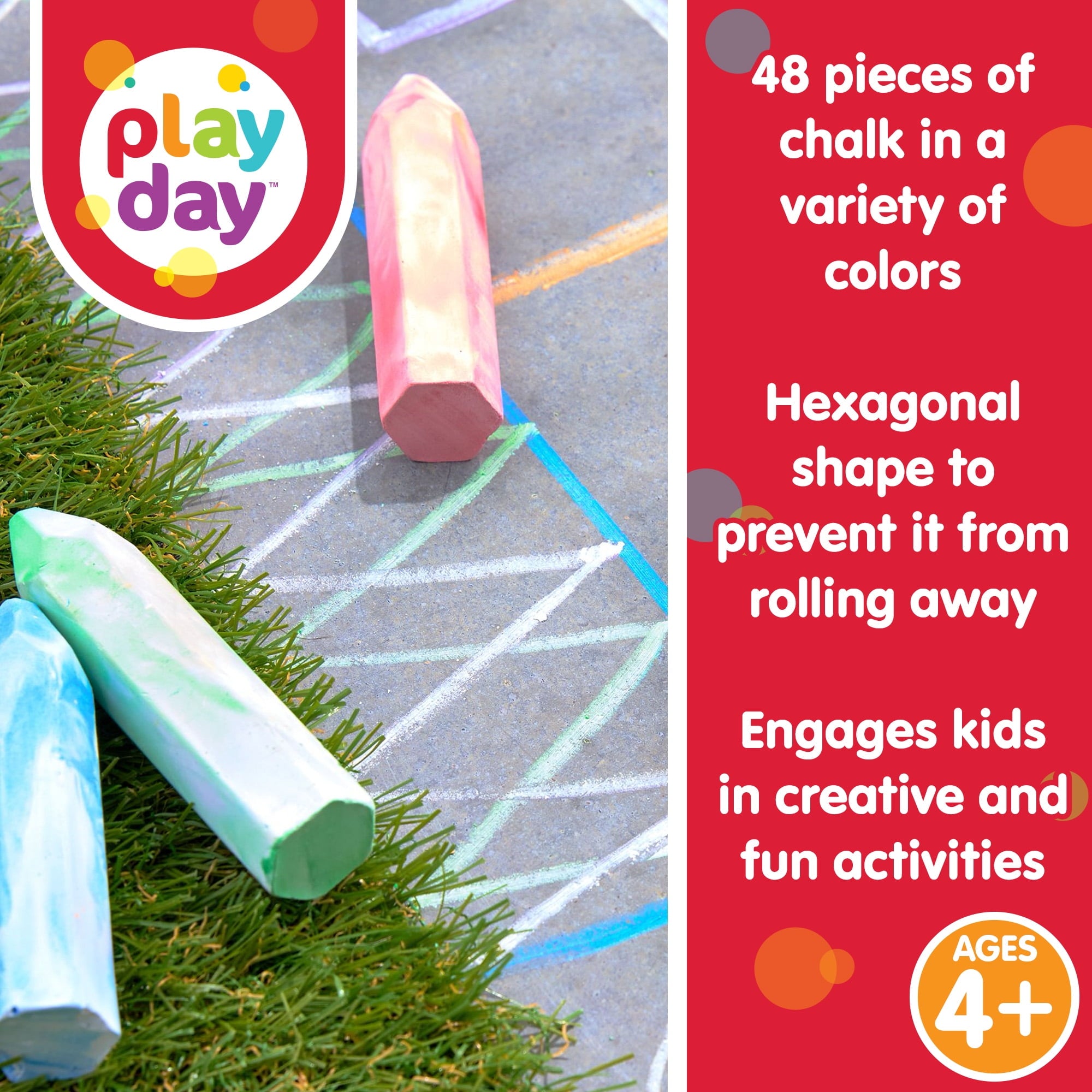 Play Day 48 Count Multicolor Sidewalk Chalk Set
