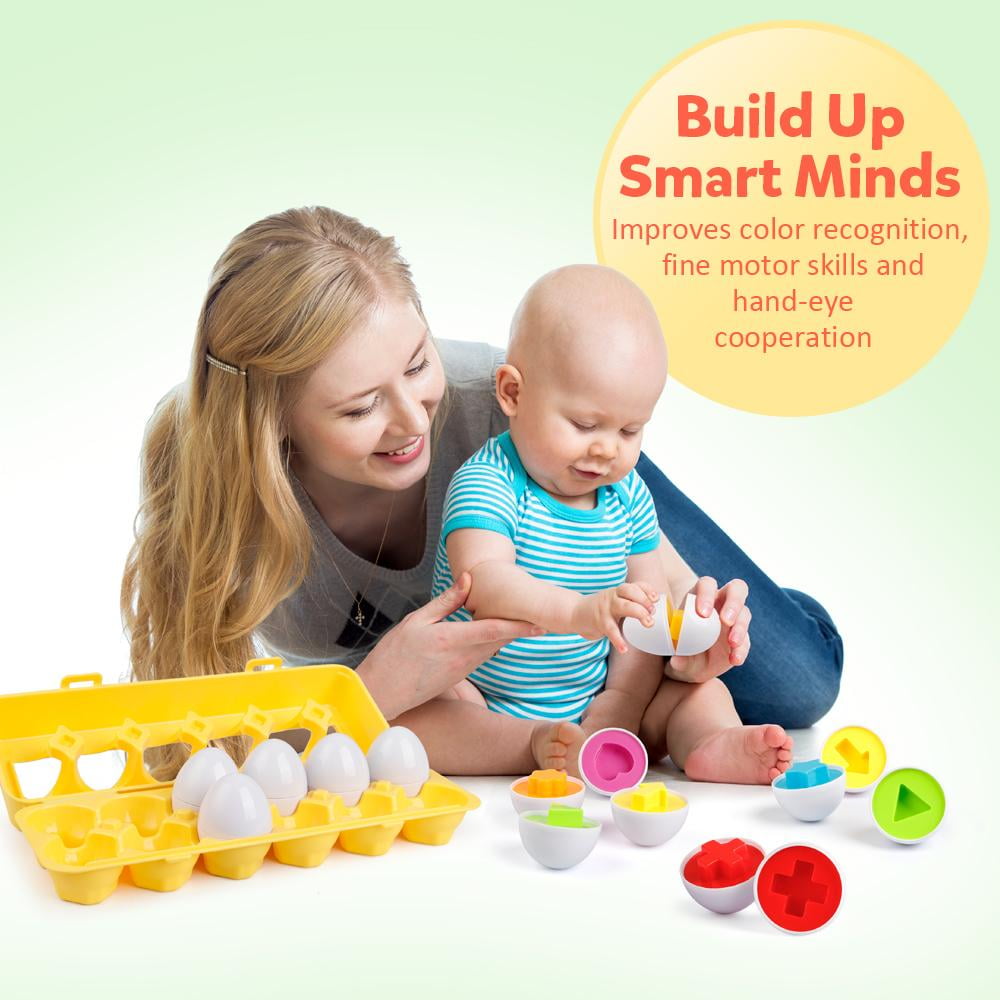 Coogam Matching Easter Eggs, Learning Educational Fine Motor Skill Montessori Baby Toys for Toddler 1 2 3 Year Old(12pcs Packs)