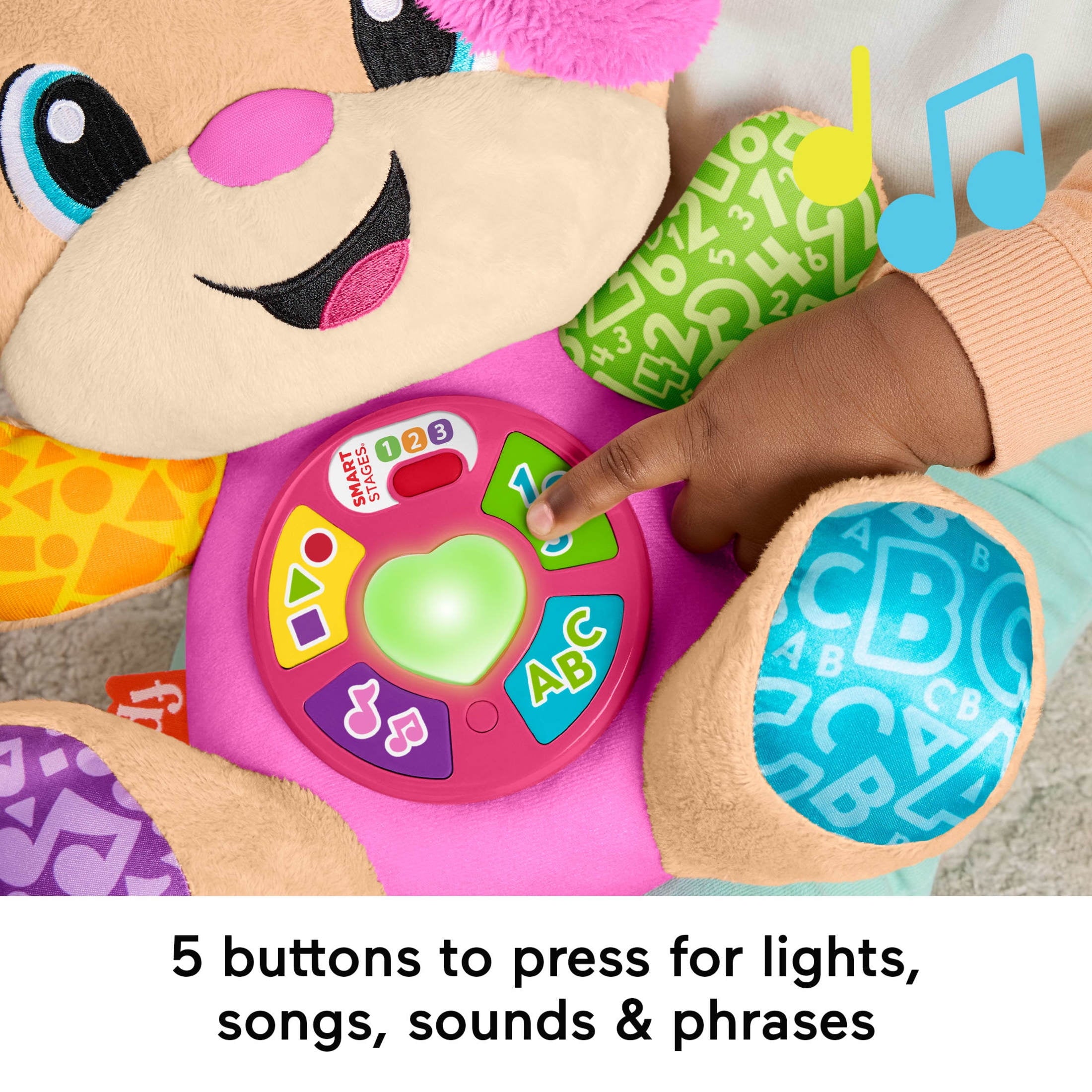 Fisher-Price Laugh & Learn Smart Stages Sis Pink Plush Musical Learning Toy for Baby & Toddler