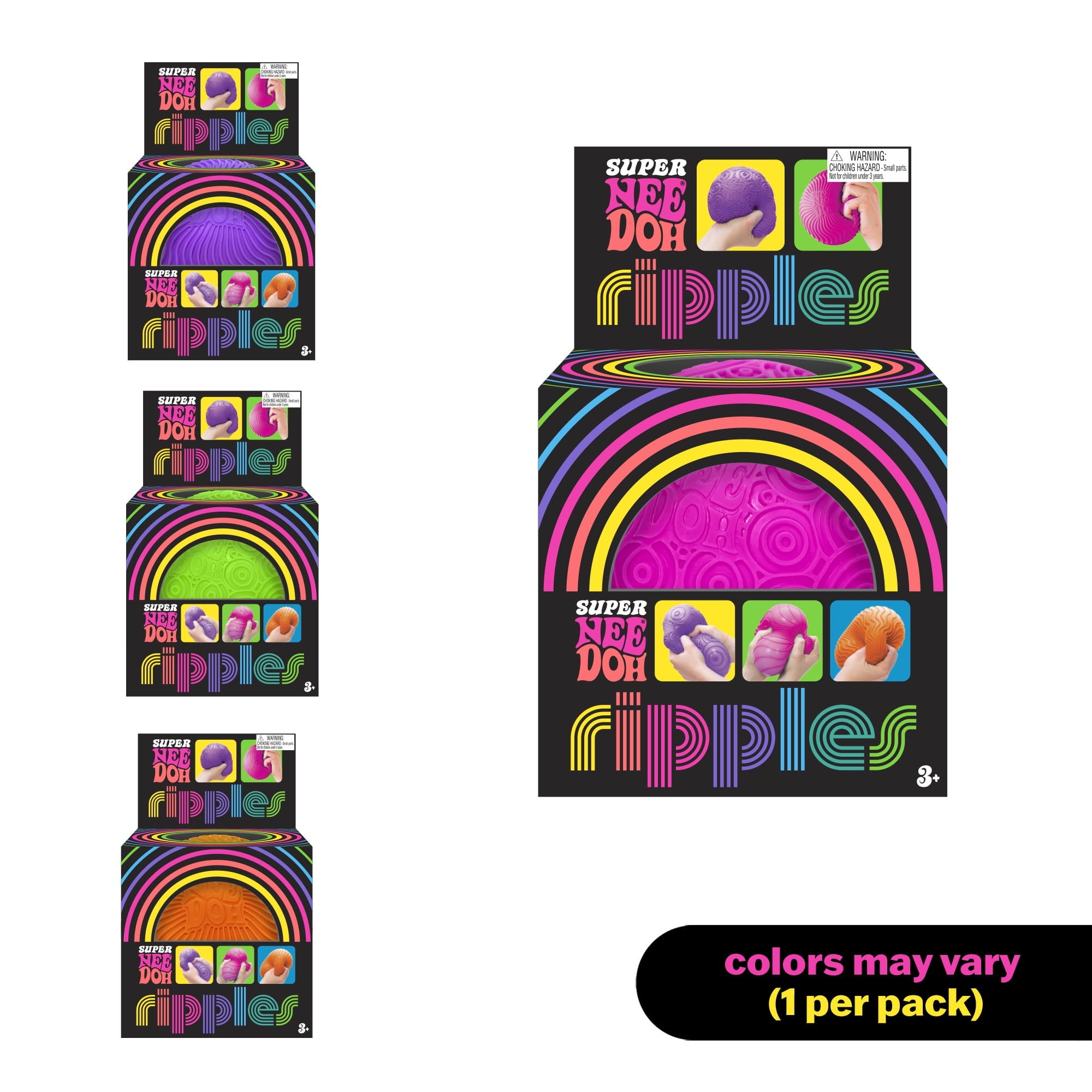 NeeDoh, Super Ripples Fidget Ball - Rubber, Novelty Toy, Multiple Colors, Children Ages 3+