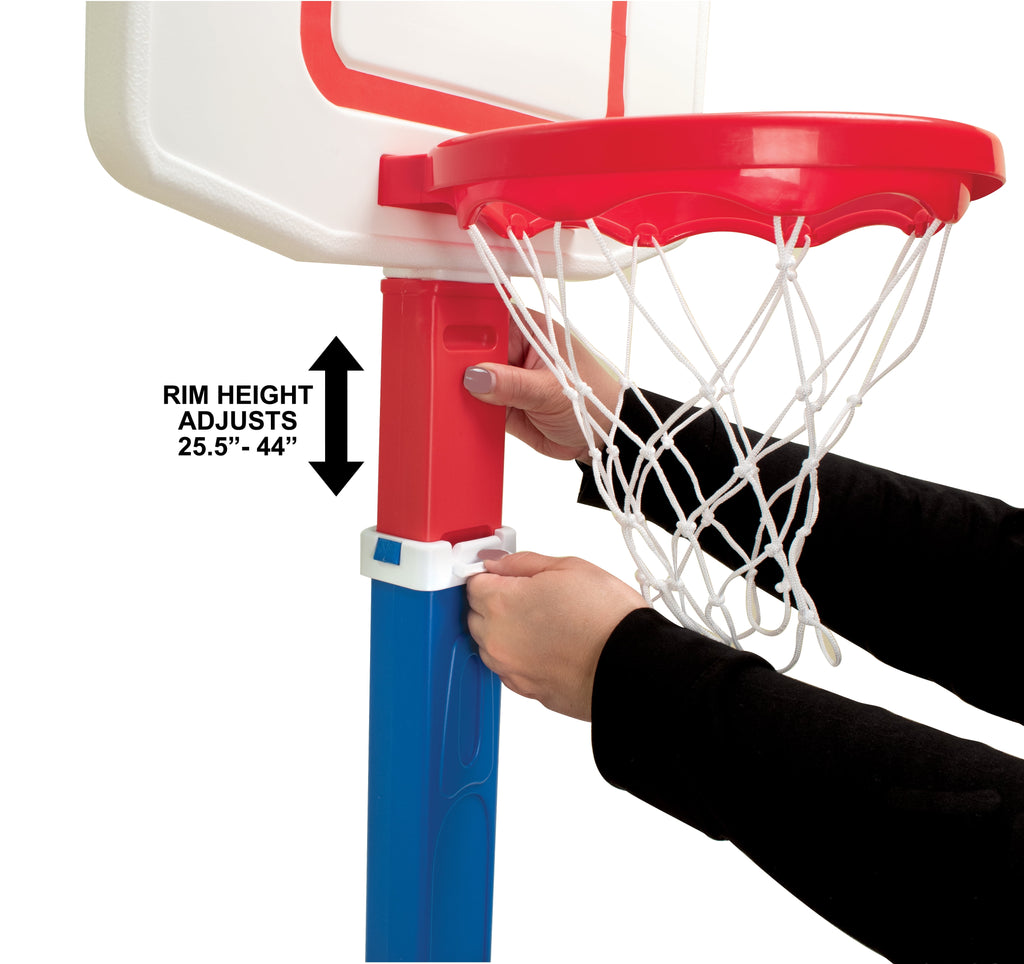 Play Day Adjustable Basketball Goal with Built-In Ball Storage and Easy Assembly