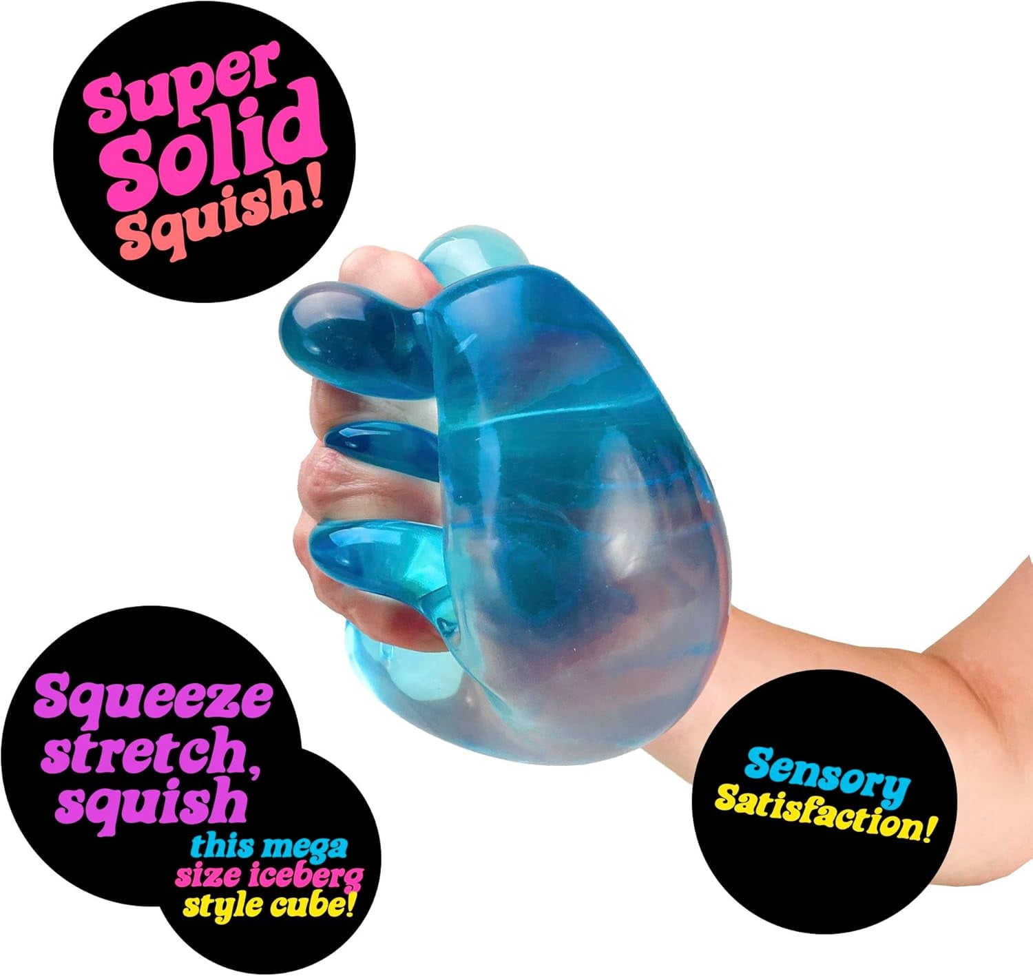 Nee Doh Nice Berg, Satisfying Square Shaped Sensory Toy, Blue, Children Ages 3 and Up