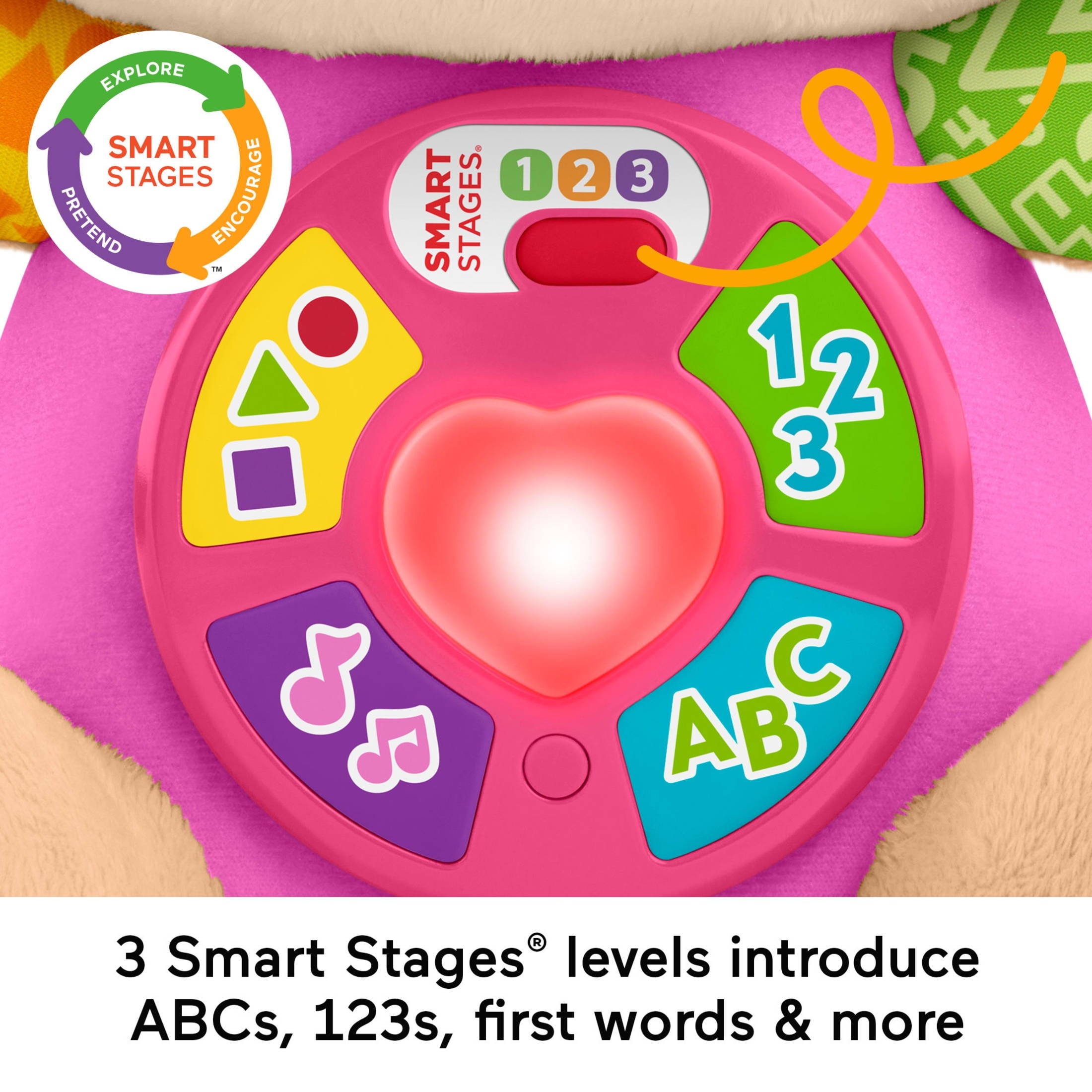 Fisher-Price Laugh & Learn Smart Stages Sis Pink Plush Musical Learning Toy for Baby & Toddler