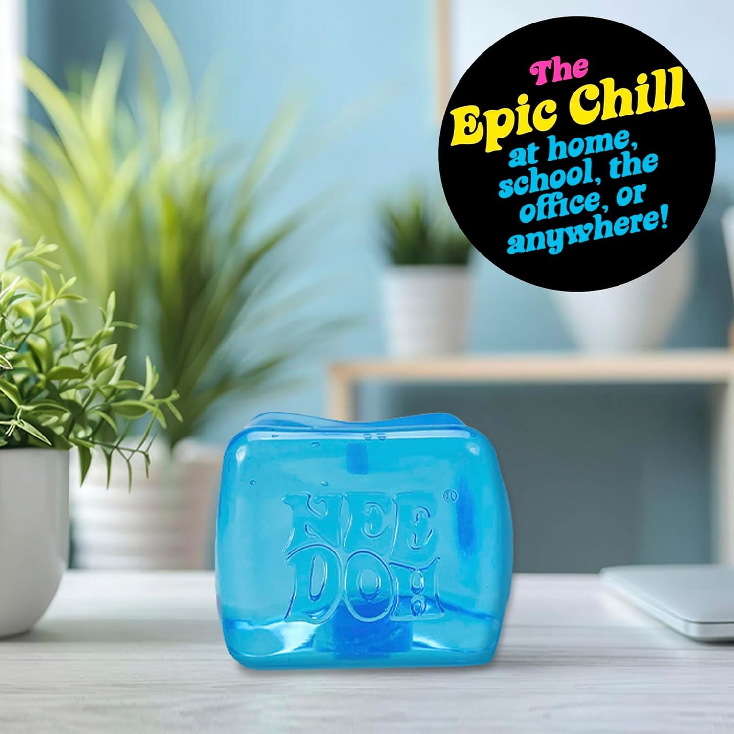 Nee Doh Nice Berg, Satisfying Square Shaped Sensory Toy, Blue, Children Ages 3 and Up