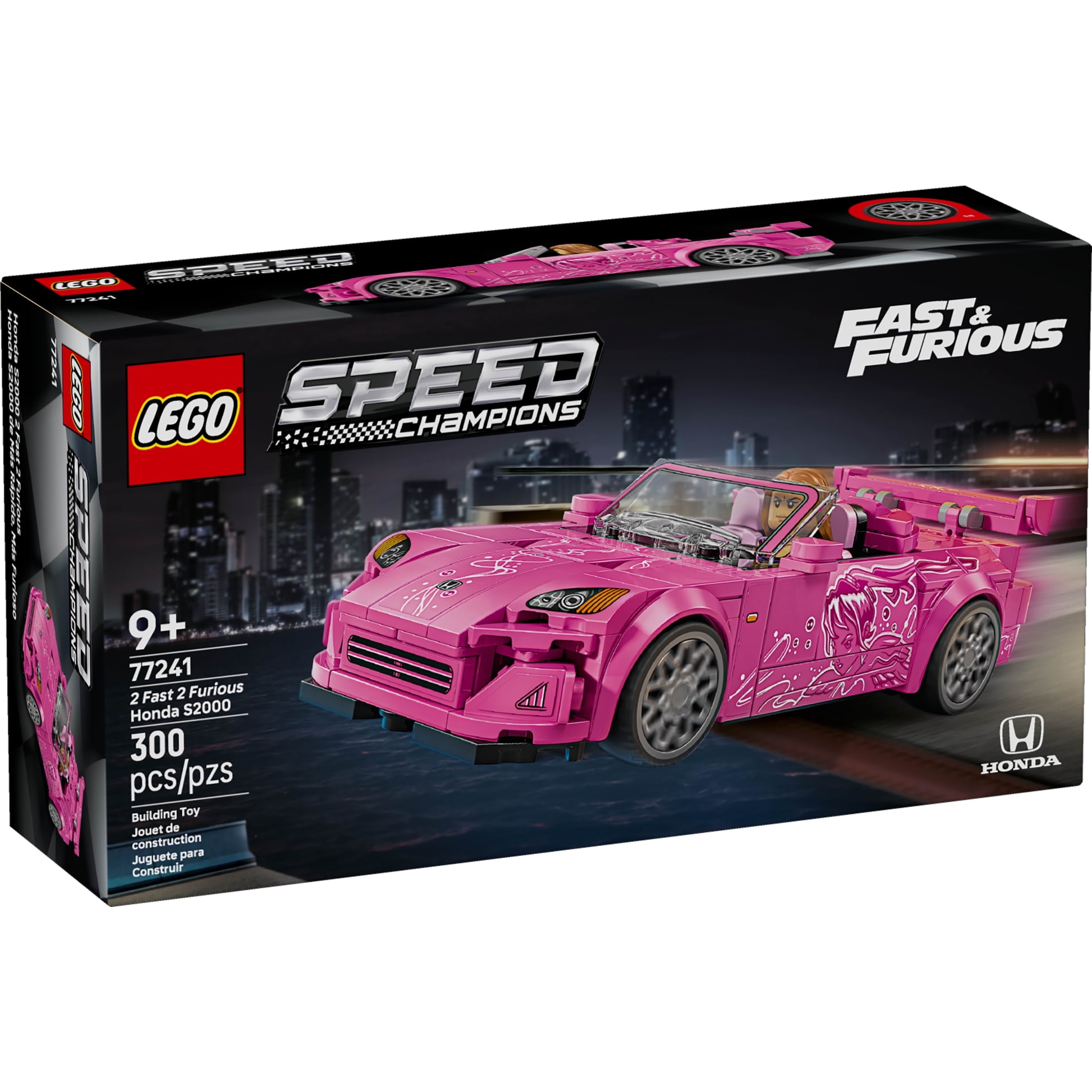 LEGO Speed Champions 2 Fast 2 Furious Honda S2000 Car Toy for Kids, Boys, and Girls, Ages 9+ - Gift for Birthdays for Race Car and Movie Fans - Includes Suki Minifigure - 77241