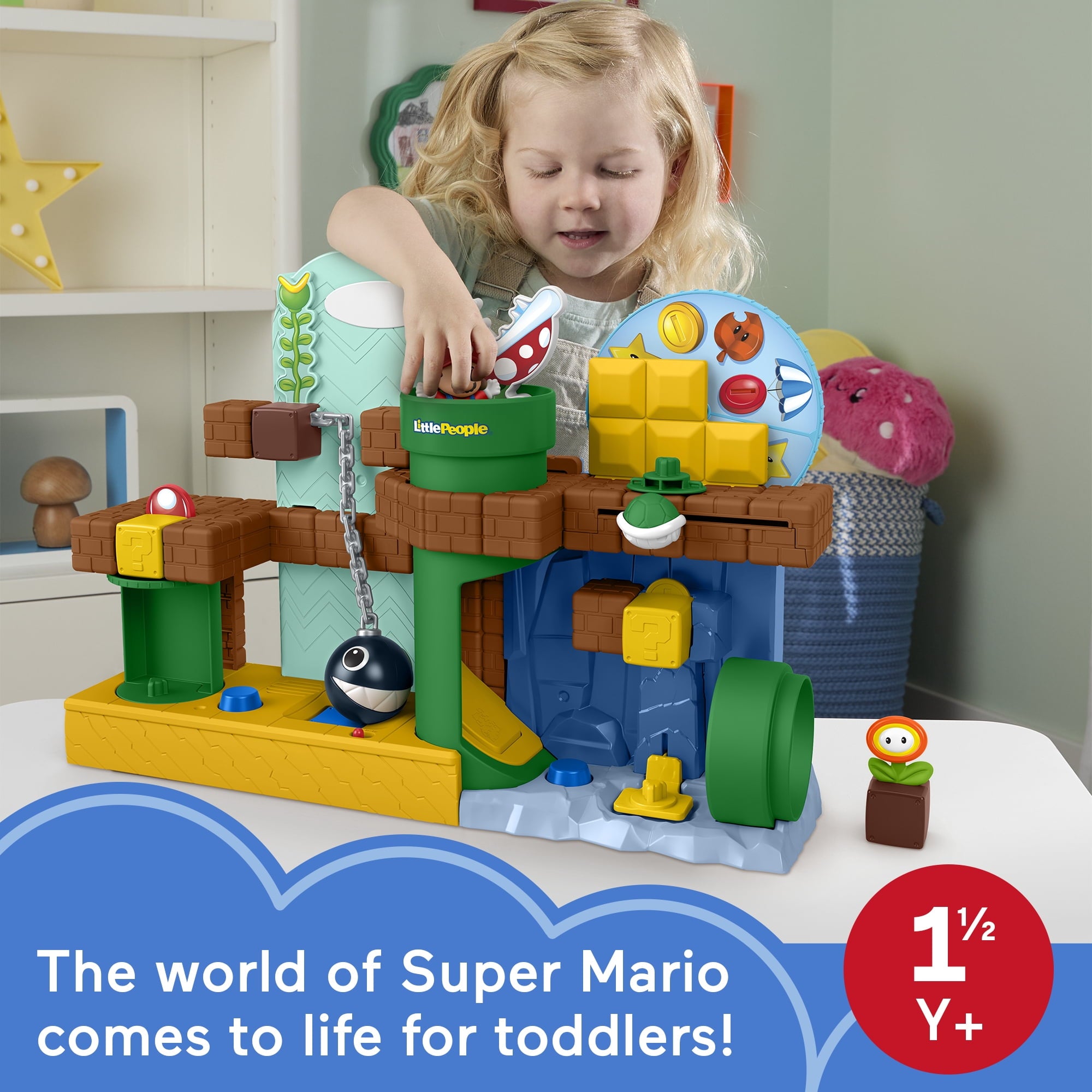Fisher-Price Little People My Mario Adventure Playset, Musical Toddler Toy with 2 Figures