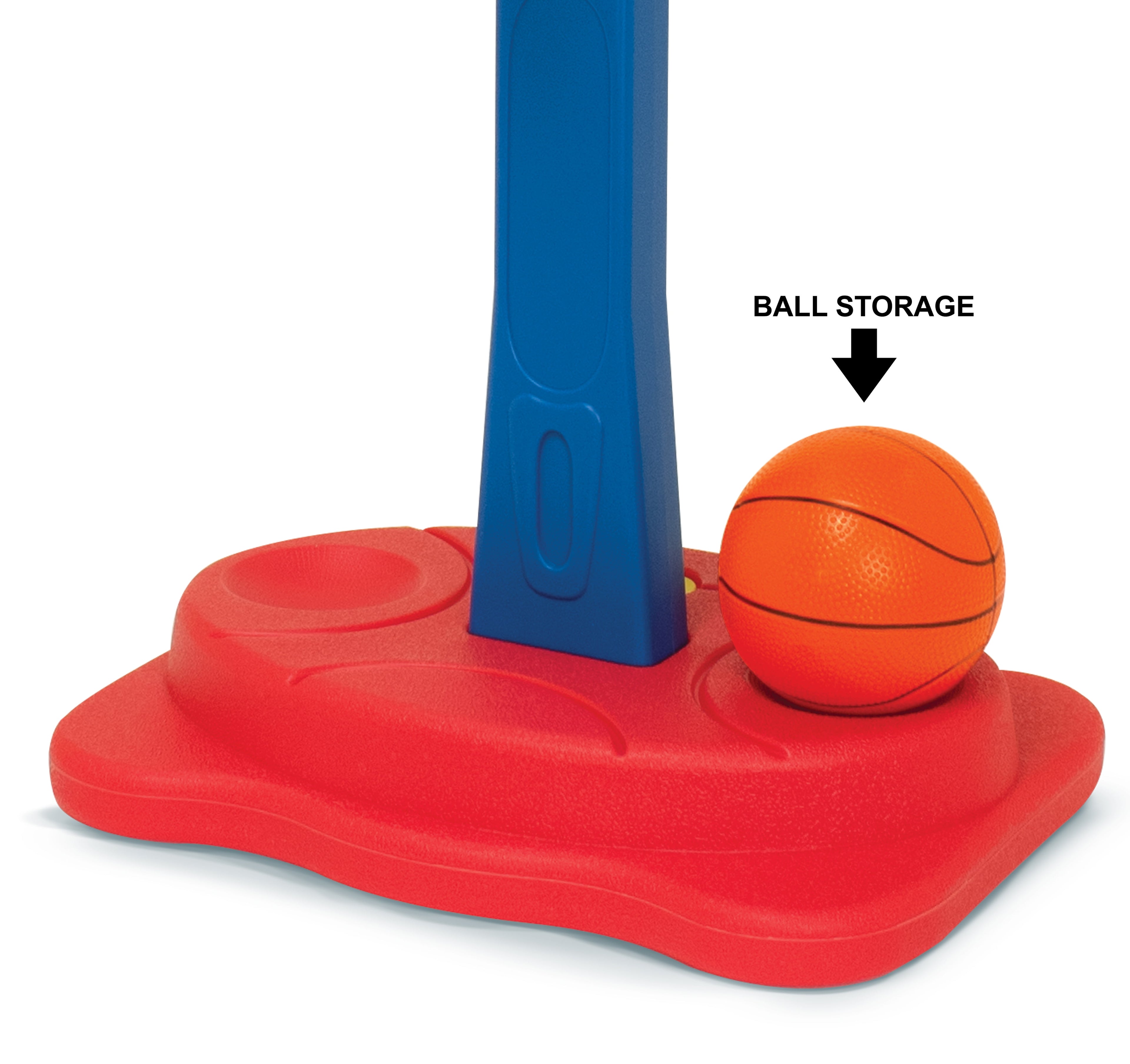 Play Day Adjustable Basketball Goal with Built-In Ball Storage and Easy Assembly